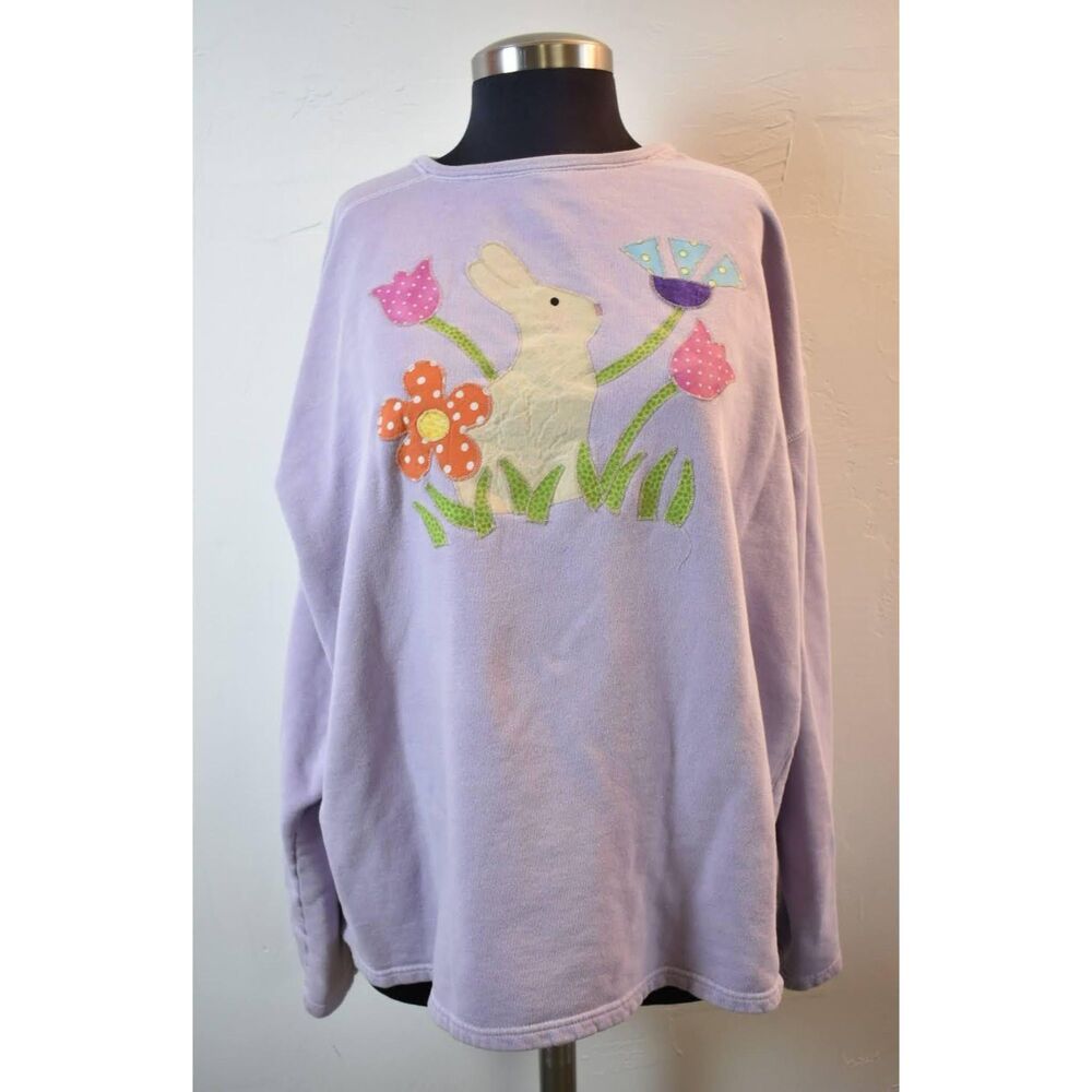 Vintage 80s / 90s Purple Easter Rabbit Sweatshirt by Authentic Pigment